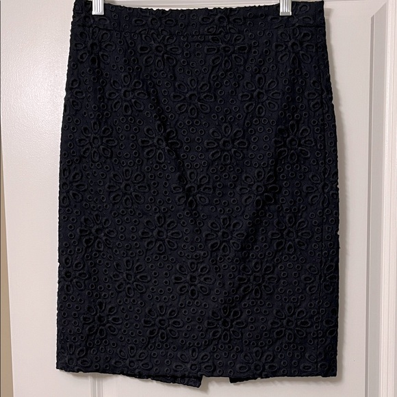 J. Crew Dresses & Skirts - Elegant Navy Textured Floral Skirt